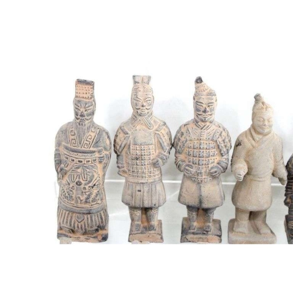 Vtg Chinese Terracotta Warrior Figurine Set 18pc Horses Chariot Xi'an Replica - Picture 3 of 8